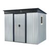 8 Ft X 6 Ft Outdoor Metal Storage Shed With Window And Transparent Plate For Garden, Lawn - White / Black - Image 5