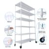 6 Tier 6000Lbs Capacity Nsf Metal Shelf Wire Shelving Unit, Heavy Duty Adjustable Storage Rack With Wheels & Shelf Liners For Commercial Grade Utility Steel Storage Rack - White - Image 10