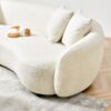 Modern Curved Sofa Mid-Century Comfy Half Moon Teddy Fabric Couch, 101" Upholstered With 4 Throw Pillows For Living Room - White - Image 6