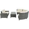 8 Pieces Outdoor Wicker Round Sofa Set, Half-Moon Sectional Sets All Weather, Curved Sofa Set With Rectangular Coffee Table, PE Rattan Water-Resistant And UV Protected, Movable Cushion - Beige - Image 13