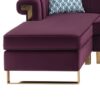 Maddie - Velvet 5 Seater Sectional Sofa With Storage Ottoman - Purple - Image 3