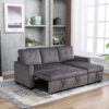Reversible Sectional Storage Sleeper Sofa Bed, L-Shape 2 Seat Sectional Chaise With Storage, Skin-Feeling Velvet Fabric - Dark Gray - Image 8