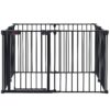 Adjustable Safety Gate 8 Panels Play Yard Metal Doorways Fireplace Fence Christmas Tree Fence Gate For House Stairs Gate Prohibited Area Fence - Black - Image 14