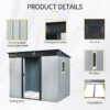 8 Ft X 6 Ft Outdoor Metal Storage Shed With Window And Transparent Plate For Garden, Lawn - White / Black - Image 4