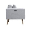 Easton - Linen Fabric Sofa, Loveseat, Chair Living Room With USB Charging Ports Pockets And Pillows (Set of 3) - Light Gray - Image 7