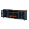 Nantucket - Fireplace TV Stand Console For TVs Up To 100" - Blue Denim, Whiskey - Image 5
