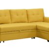Lucca - Linen Reversible Sleeper Sectional Sofa With Storage Chaise - Yellow - Image 3