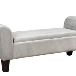 Mila - Velvet Ottoman Bench With Storage - Gray
