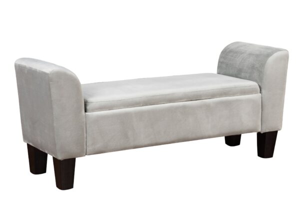 Mila - Velvet Ottoman Bench With Storage - Gray
