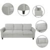 3 Seat Sofa Living Room Sofa - Light Gray - Image 7