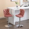 Swivel Velvet Barstools Adjusatble Seat Height From 25-33", Modern Upholstered Chrome Base Bar Stools With Backs Comfortable Tufted For Home Pub And Kitchen Island 1712Pk (Set of 2) - Pink - Image 14
