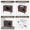 Bathroom Vanity Base Only, Solid Wood Frame And MDF Boards - Brown - Image 8
