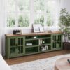 Vineyard - 96" TV Stand Console For TVs Up To 100" - Sage Green And Fruitwood - Image 8