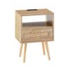 15.75" Rattan End Table With Power Outlet & USB Ports, Modern Nightstand With Drawer And Solid Wood Legs, Side Table For Living Room, Bedroom - Natural - Image 8