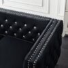 Wide Sofa With Jeweled Buttons Square Arm, 2 Pillows - Black - Image 4