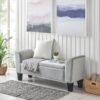 Mila - Velvet Ottoman Bench With Storage - Gray - Image 4