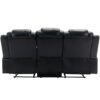 3 Pieces Recliner Sofa Sets Home Theater Seating Manual Recliner Chair With Center Console And Led Light Strip For Living Room - Black - Image 16