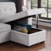 Lucca II - Woven Fabric Reversible Sleeper Sectional Sofa With Storage Chaise and Pocket Coil Seating - Light Gray - Image 4