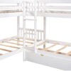 Twin L Shaped Bunk Bed With Drawers - White - Image 2