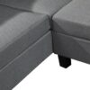 Sectional Sofa Set For Living Room With Right Hand Chaise Lounge And Storage Ottoman - Gray - Image 4