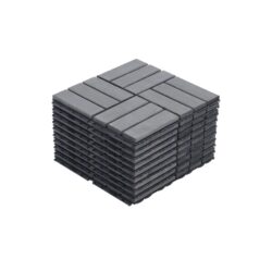 10 Piece Interlocking Deck Tiles Checker Pattern, Square Acacia Hardwood Outdoor Flooring For Patio, Bancony, Pool Side - Light Gray