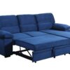 Kipling - Velvet Fabric Reversible Sleeper Sectional Sofa Chaise - Blue - Image 2