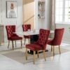 Nikki - Modern, High-End Tufted Solid Wood Contemporary Velvet Upholstered Dining Chair With Golden Stainless Steel Plating Legs, Nailhead Trim (Set of 2) - Burgundy - Image 16