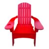 Outdoor Or Indoor Wood Adirondack Chair With An Hole To Hold Umbrella, On The Arm - Red - Image 3