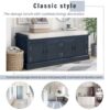 Storage Bench With 4 Doors And Adjustable Shelves, Shoe Bench With Removable Cushion For Living Room, Entryway - Antique Navy - Image 7