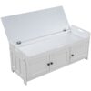Storage Bench With 3 Shutter-Shaped Doors, Shoe Bench With Removable Cushion And Hidden Storage Space - White - Image 11