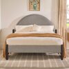 Queen Bed Frame Modern Upholstered Curved Headboard - Gray - Image 6