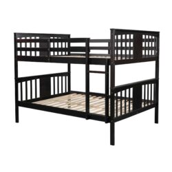 Full Over Full Bunk Bed With Ladder For Bedroom, Guest Room Furniture - Espresso
