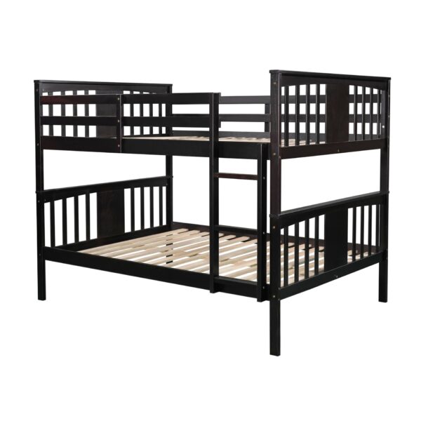 Full Over Full Bunk Bed With Ladder For Bedroom, Guest Room Furniture - Espresso