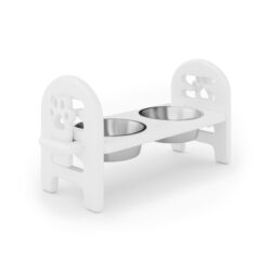 Adjustable Pet Bowl Travel Ready HDPE Durable Poly Lumber Recycled - White