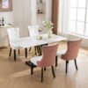 Nikki - Modern, High-End Tufted Solid Wood Contemporary And Velvet Upholstered Dining Chair With Wood Legs Nailhead Trim (Set of 2) - White / Pink - Image 19