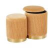 Marla - Contemporary Nesting Pleated Ottoman Set - Gold / Orange - Image 3