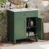 Bathroom Vanity With Ceramic Basin, Soft Close Door And Adjustable Shelves - Green - Image 4
