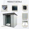 6Ft X 5Ft Outdoor Metal Storage Shed With Lockable Sliding Doors And Transparent Plate For Garden, Lawn - White / Black - Image 5