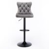 Swivel Velvet Barstools Adjusatble Seat Height , Modern Upholstered Bar Stools With Backs Comfortable Tufted For Home Pub And Kitchen Island (Set of 2) - Gray - Image 3
