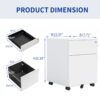 2 Drawer Mobile File Cabinet With Lock Steel File Cabinet For Legal / Letter / A4 / F4 Size / Home / Office Design - White - Image 2