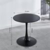 31.5" Tulip Table Mid-Century Dining Table For 2-4 People With Round MDF Table Top, Pedestal Dining Table, End Table Leisure Coffee Table - Black - Image 2