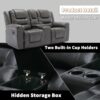 2 Seater Home Theater Recliner Manual Recliner Chair With A Storage Box And Two Cup Holders For Living Room - Gray - Image 5