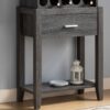 Wine Bar Cabinet, Kitchen Storage Cabinet With Drawer And Open Shelves - Distressed Gray - Image 4