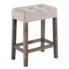 Lux - 3 Piece Counter Height Pub Table With Tufted Linen Stools (Set of 3) - Brown And Creamy White - Image 3