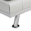 Futon Sofa Bed With Armrest Two Holders - White - Image 12