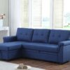 Lucca - Linen Reversible Sleeper Sectional Sofa With Storage Chaise - Blue - Image 13