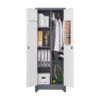 Metal Storage Cabinets, Cleaning Tool Cabinet With Locking Door, Tall Broom Tool Organizer And Storage, Large Storage Cabinet For Kitchen - Gray / White - Image 19