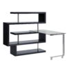 Buck II - Clear Glass, Chrome High Gloss Writing Desk With Shelf - Black - Image 11