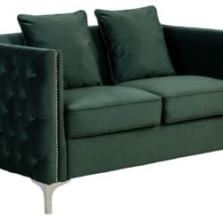 Bayberry - Velvet Loveseat With 2 Pillows - Green