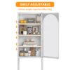 Metal Glass Door Display Storage Cabinet - 5 Tier Cube Bookshelf Storage Cabinet With 3 Adjustable Shelves For Kitchen, Dining Room, Living Room, Bathroom, Home Office - Antique White - Image 11